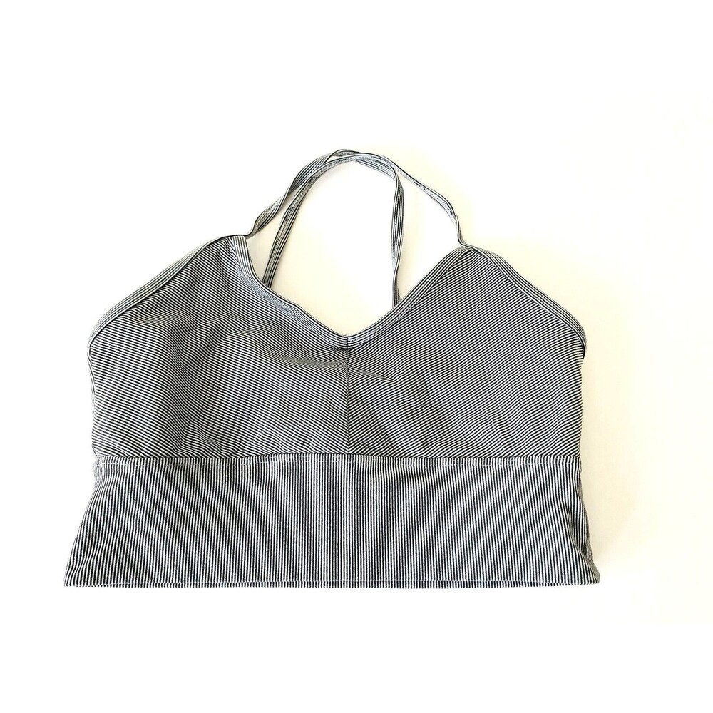 GLYDER Premier Sports Bra Strappy Crop Navy White Stripe Sports Bra Medium